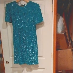 Teal sequin party dress. Laurence Kazar of New York, size Medium. Beautiful dres